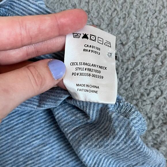 Robert Barakett T Shirt XXL Striped 1/4 Button Blue Soft Raglan Retro 90s 2XL - Picture 10 of 13